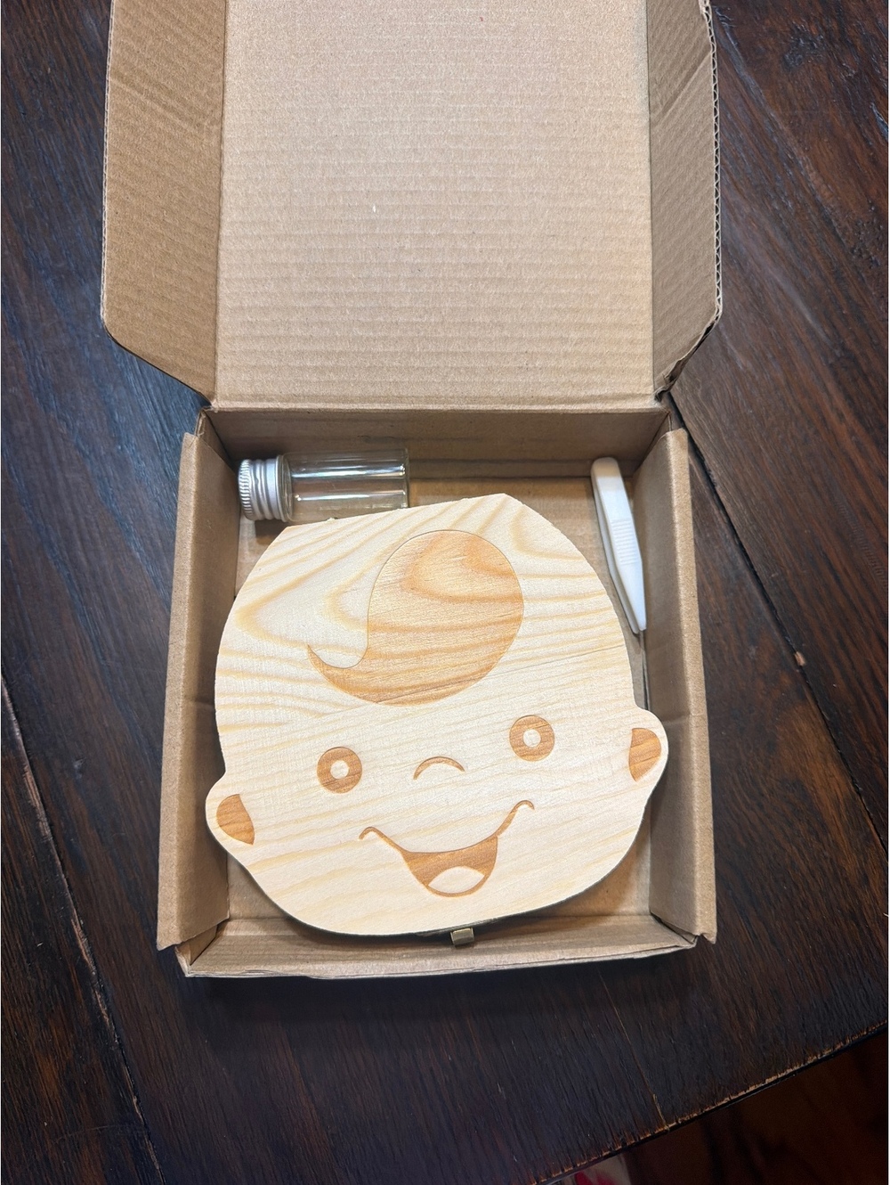 Love Baby Wooden Baby Tooth and Memory Box with Profile and Keepsake Bottle